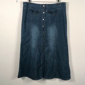 Vintage Jean Skirt Modest Boho Hippie Long Maxi